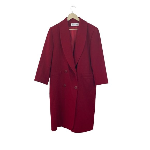 Dior Jackets & Blazers - Vintage Christian Dior Lora Piana 12 Jacket Red Lambswool Mid Length USA Womens